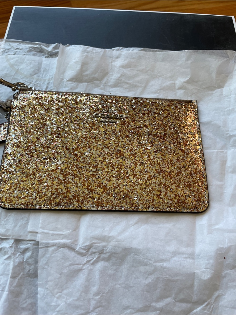 Coach Metallic Gold Glitter Wristlet